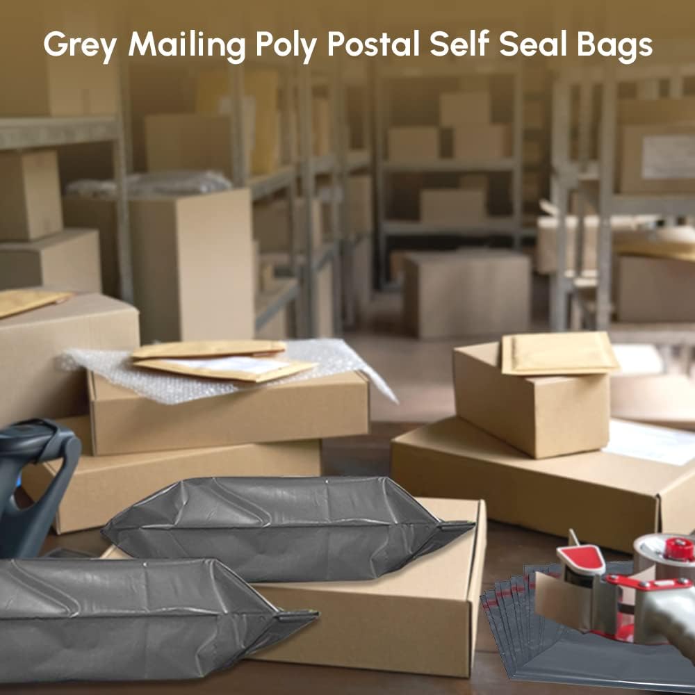 1ABOVE 50PK Grey Mailing Poly Postal Self Seal Bags Postage Packaging Assorted Mailers Posting Shipping Post Parcels Package Bags (9X12) - Image 2