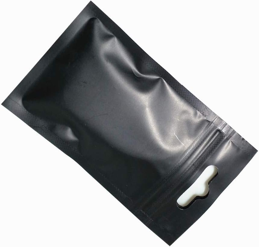 100pcs 6x10cm (2.4x3.9inch)(Usable Size2x2.6inch) Small Frosted Euro Hang Hole Zipper Lock Mylar Bags Matte Black Reuse Aluminum Foil Food Accessories Pouch for Zip Bag Reusable Lock Seal - Image 2