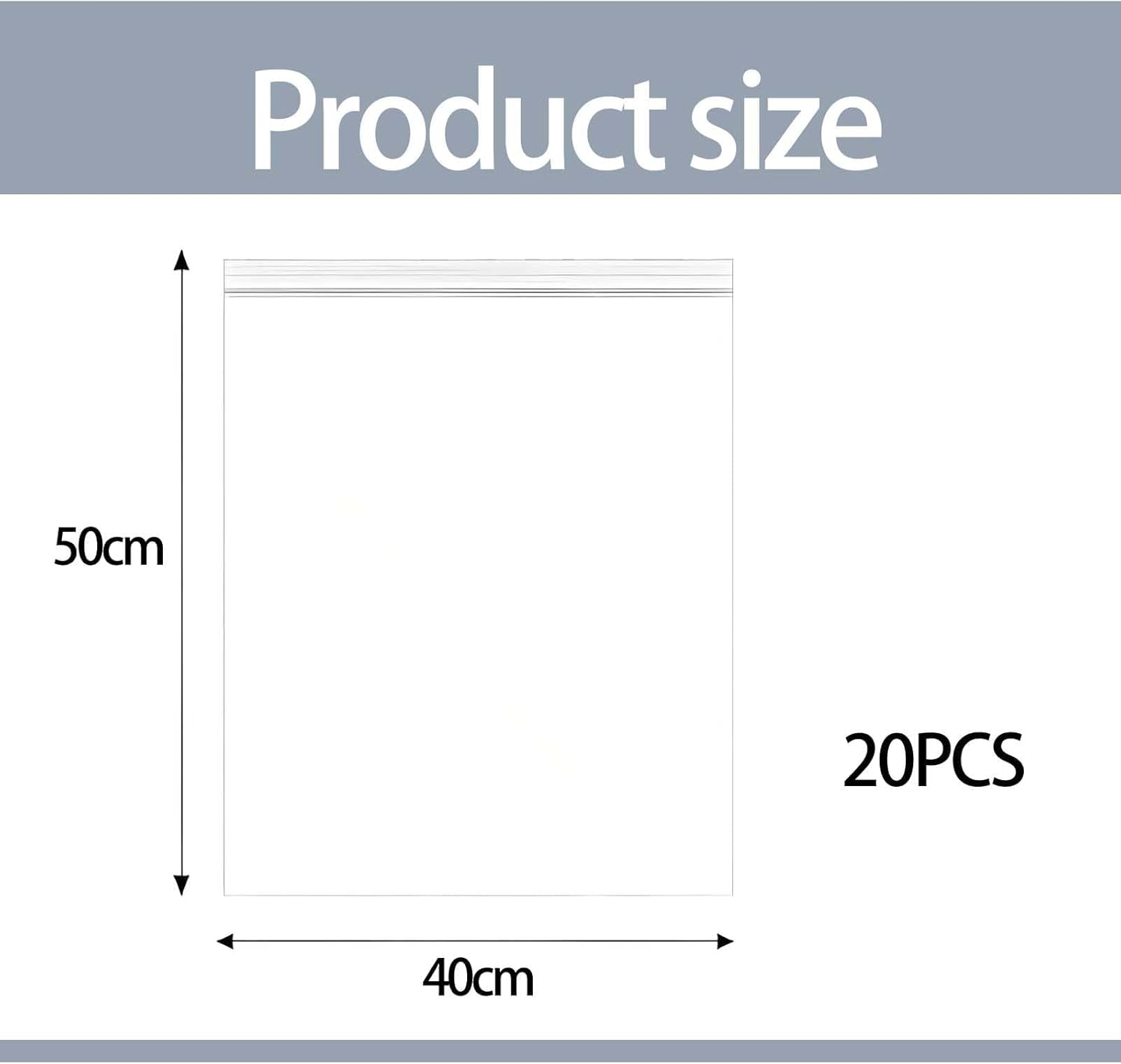 20 PCS Large Ziplock Bags for Clothes, 40x50cm Hospital Bag Organiser Pouches Reusable Zip Lock Bags Large Travel Storage Ziploc Bags for Clothes Storage Duvet Blankets Pillows - Image 2