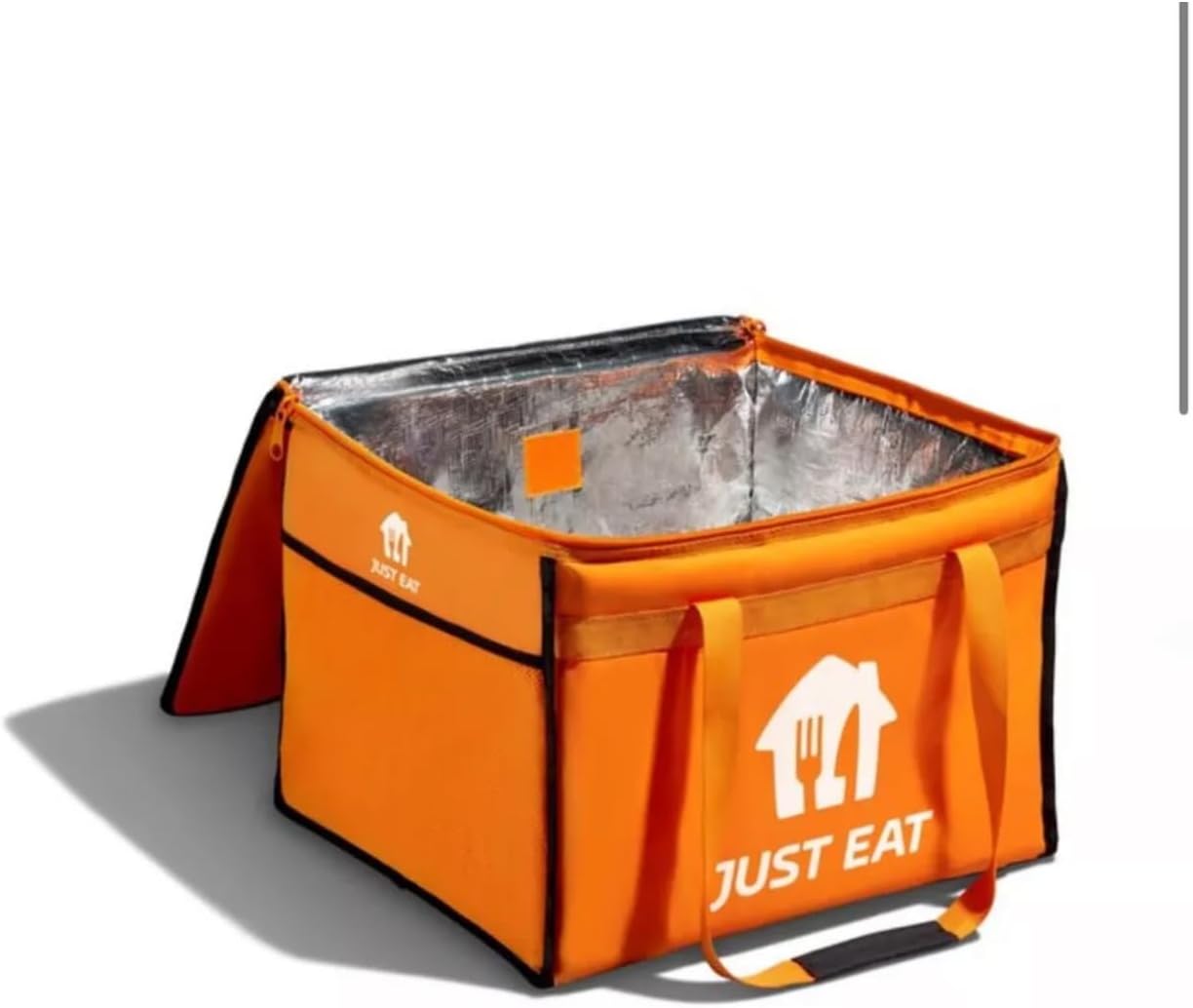 Genuine Just Eat Insulated Food Delivery Bag – Orange Thermal-Lined Bag with Zip Closure - Image 3