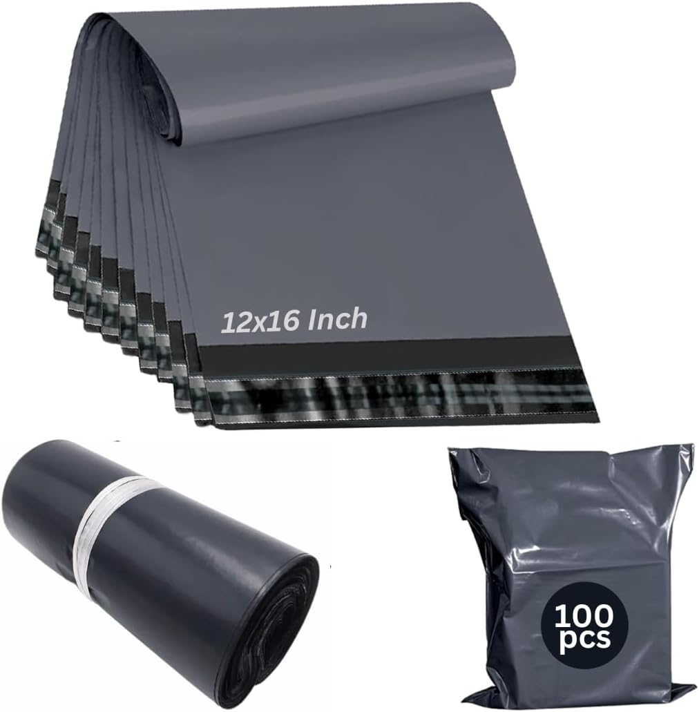 100 Mailing Bags, Shipping Poly Postal Self Seal Bags in Size 12” x 16" Inch Size Medium Mailing Bags Postage Packaging Bags 305mm to 407mm