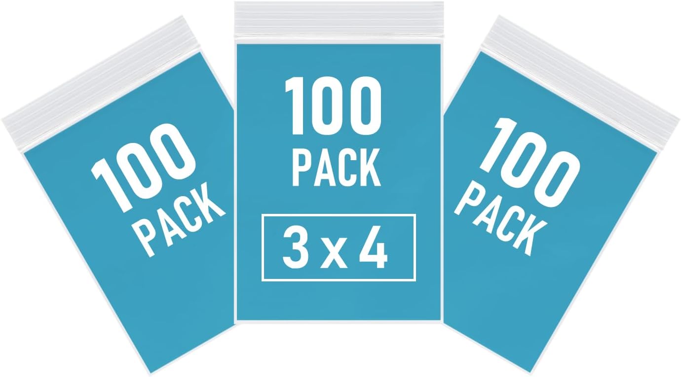 300 PCS Small Plastic Bags, 3 x 4 Inch Small Zip Bag, Transparent Jewelry Bags Reclosable, Clear Mini Baggies, Resealable Lock Poly Bag for Pill, Beads, Screws, Packaging