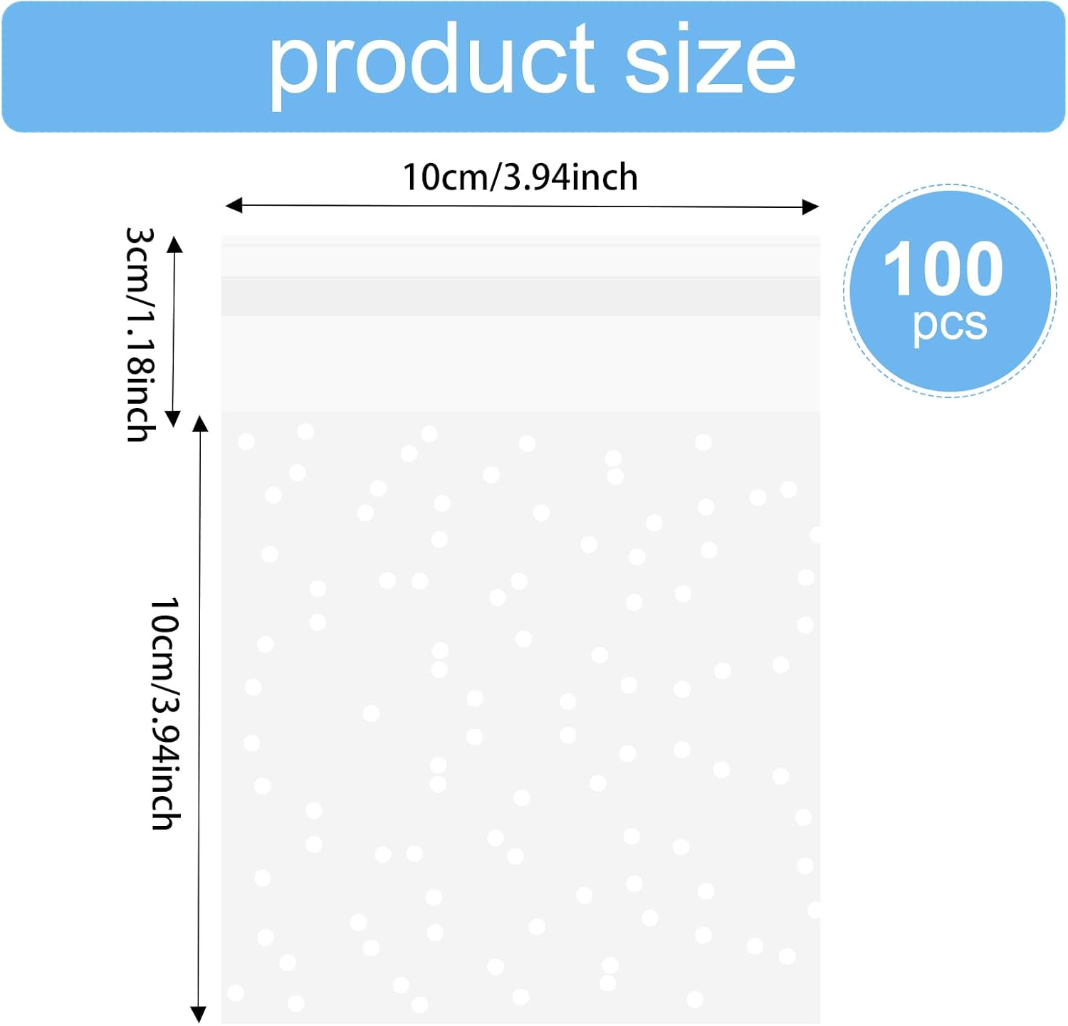 100 PCS Cellophane Bags for Sweet - 10 x 15 cm Self Adhesive Small Plastic Packaging Bags for Wax Melt Soap Jewellery, Clear Frosted Plastic Package for Food Cookie Chocolates Biscuit Candy (10x15cm) - Image 2