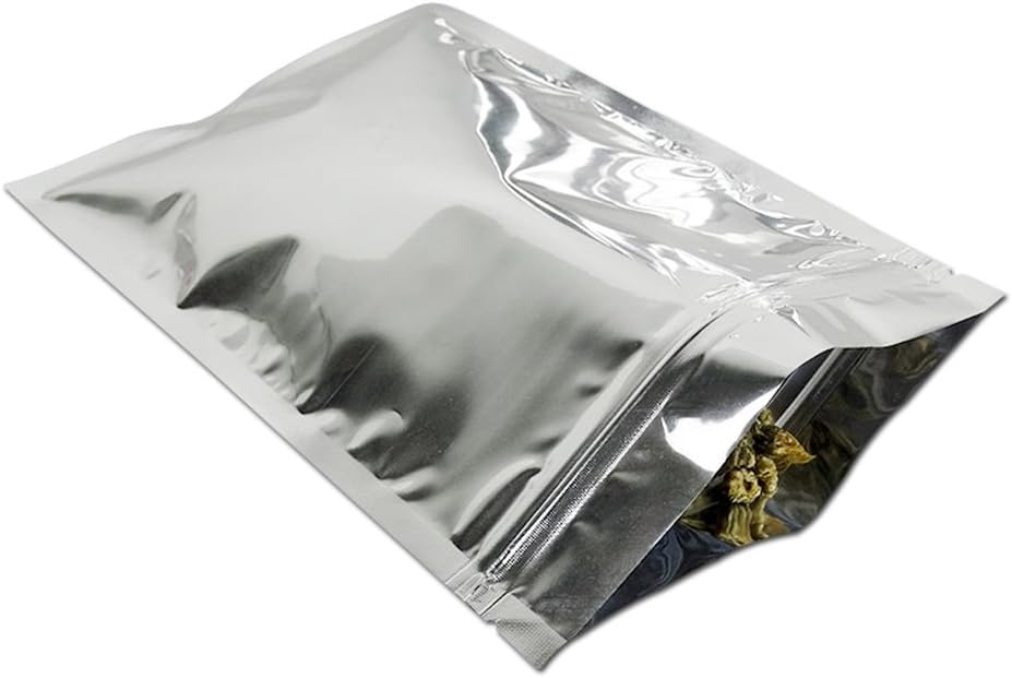 100pcs 4x6inch (10x15cm) Mylar Bags for Zip Bag Reusable Lock Seal Silver Grip Seal Aluminium Foil Food Storage Pouch Heat Seal Resealable Metallic Plastic Bags Zipper Lock Sample Baggies