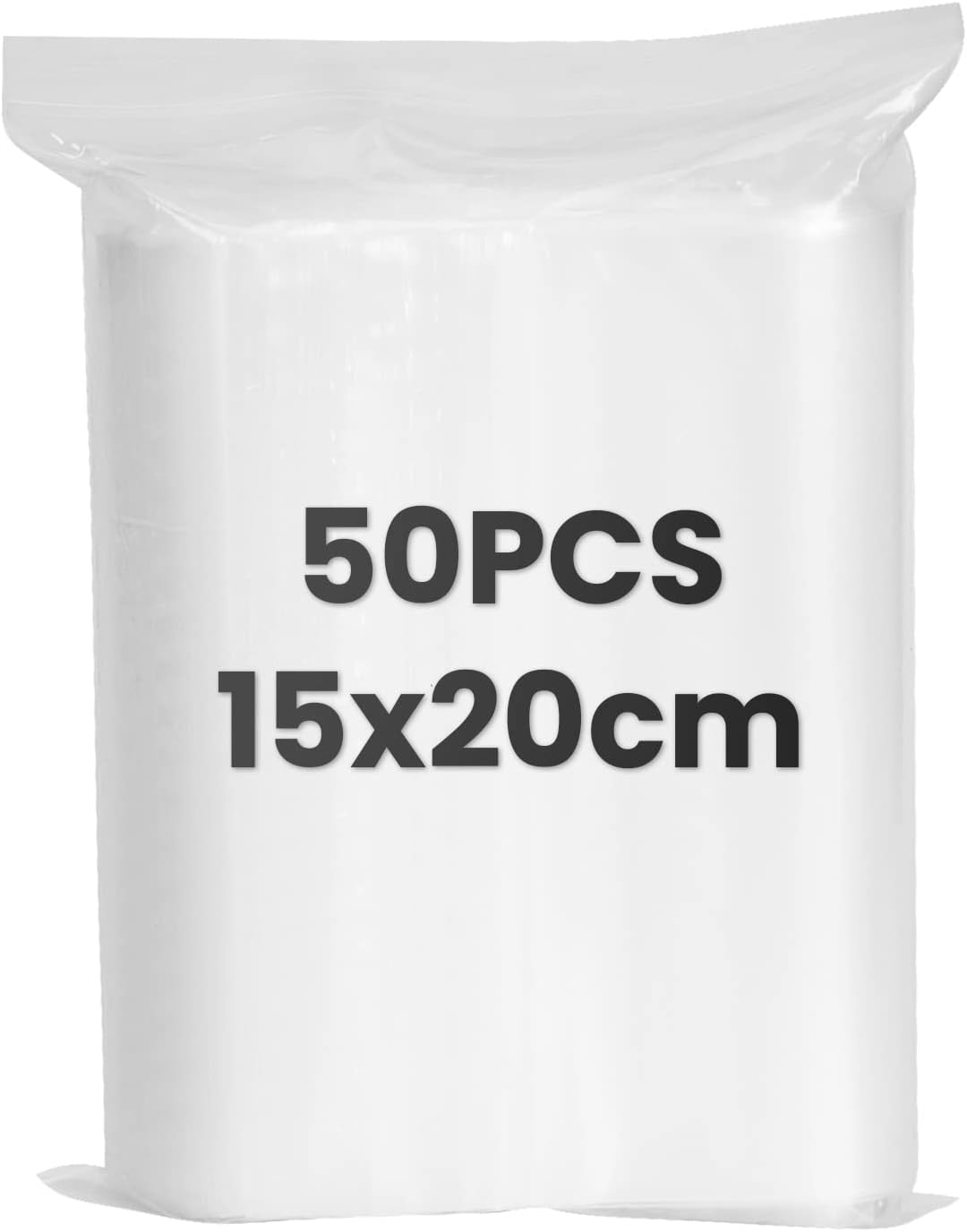 50 Grip Seal Bags, 15x20cm Clear Plastic Resealable Zip Poly Bags, Resealable Storage Pouches for Home, Kitchen