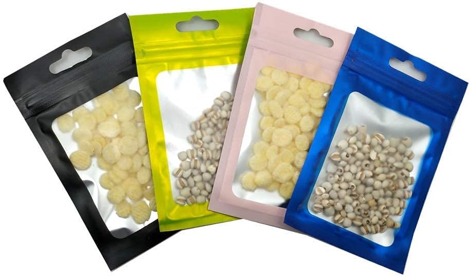 100pcs 6x10cm (2.4x3.9inch)(Usable Size2x2.6inch) Small Frosted Euro Hang Hole Zipper Lock Mylar Bags Matte Black Reuse Aluminum Foil Food Accessories Pouch for Zip Bag Reusable Lock Seal - Image 4