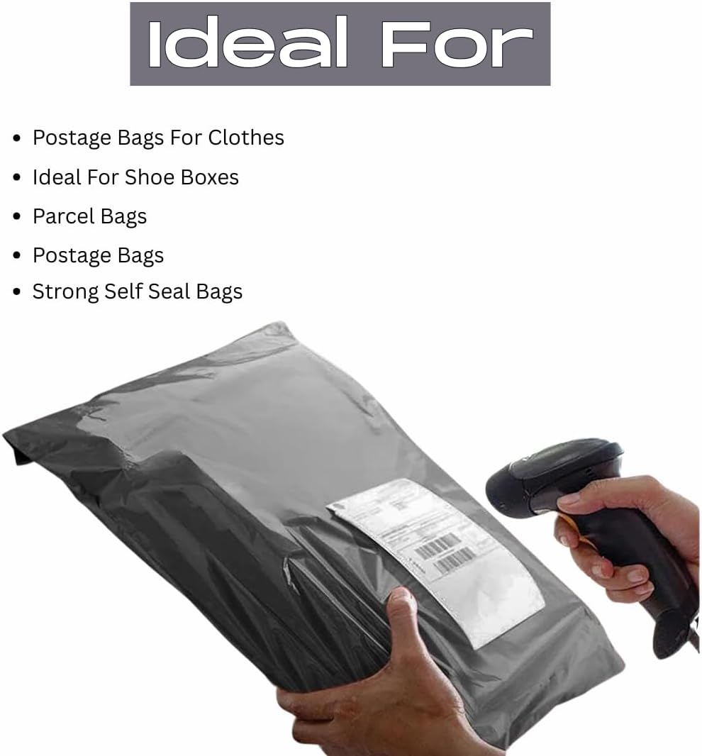 50, Mailing Bags 12x16 Self Seal Grey Mailing Bags | Delivery Bags Plastic Postage Bags, Parcel Bags | Postage Bags for Clothes | Tear Proof Packaging Bags - Image 4