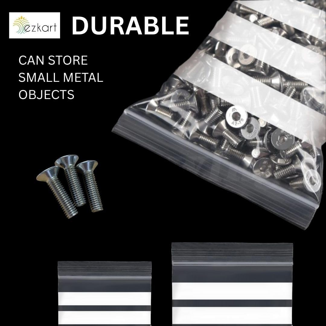 ezkart| 100x Strong Resealable Zip Lock Bags | Reusable Clear Plastic Bags | Ideal for Food Storage Jewellery Medicine (100, 4 x 5.5 Inch-Write On Panel) - Image 9