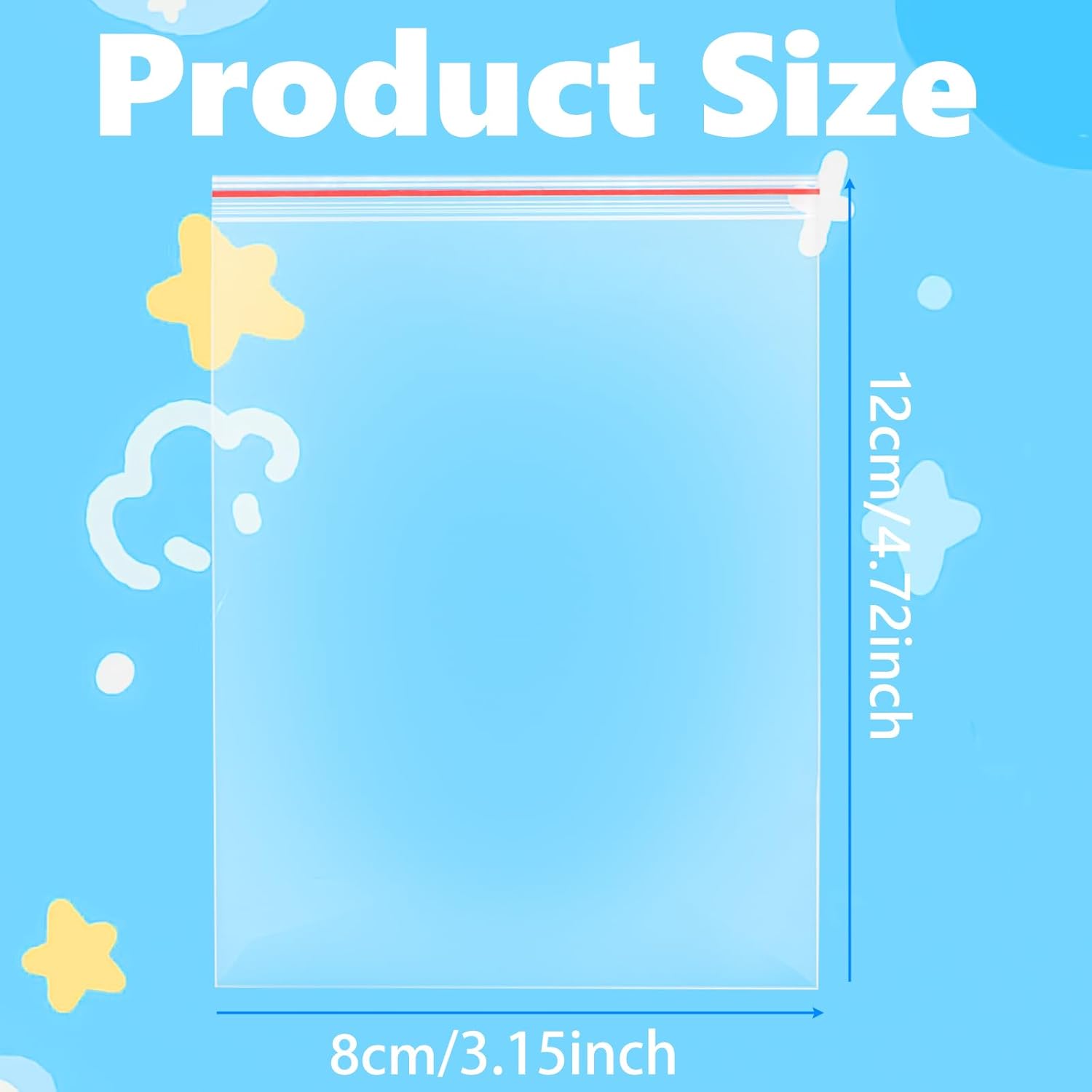 8x12cm Resealable Clear Plastic Bags, 200Pcs Small Grip Seal Bags, Thickening and Durable, Sealable for Kitchen Storage, Office Supplies, Stationery Storage ect. - Image 6