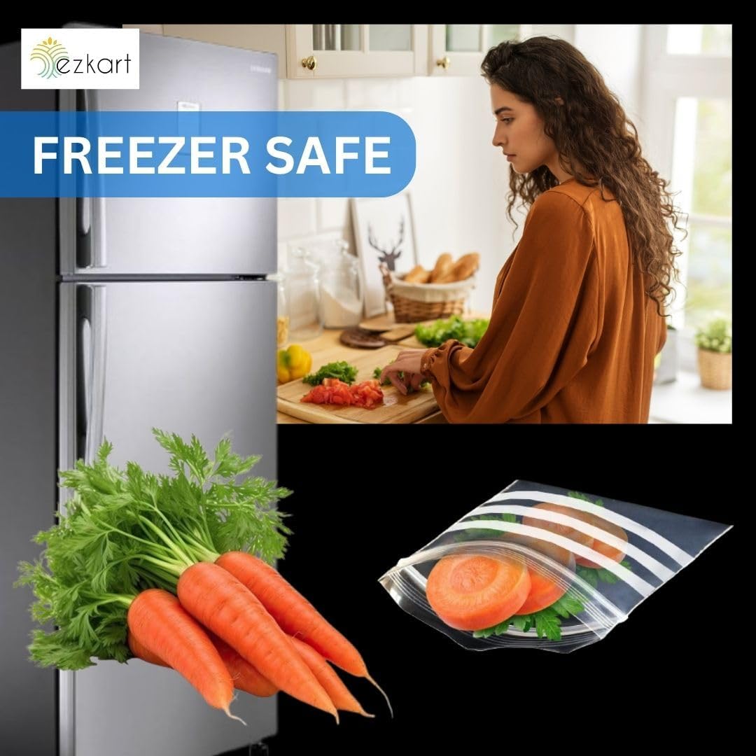 ezkart| 100x Strong Resealable Zip Lock Bags | Reusable Clear Plastic Bags | Ideal for Food Storage Jewellery Medicine (100, 4 x 5.5 Inch-Write On Panel) - Image 6