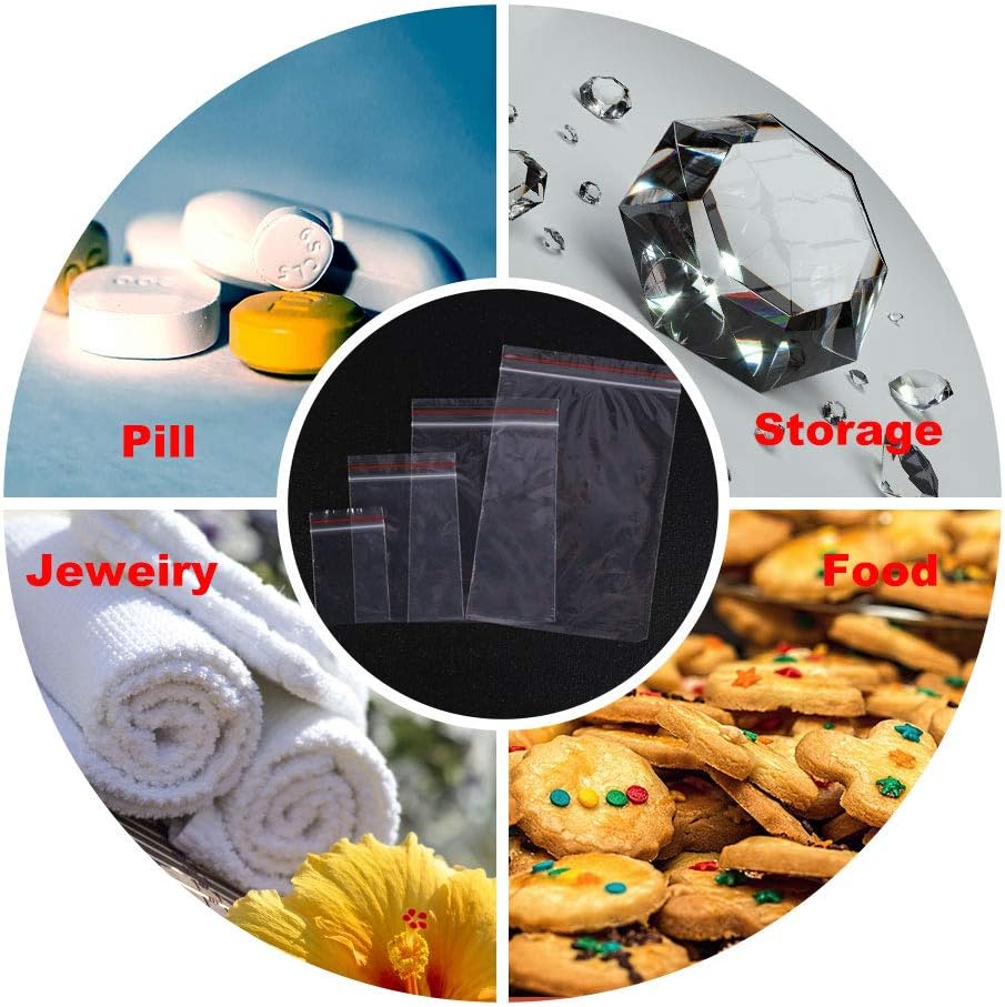 400 Pcs Grip Seal Bags Clear Plastic Bags, Resealable Poly Zip Lock Storage Pouch Bag for Kitchen Jewellery Craft Beads, 4 Sizes - Image 5