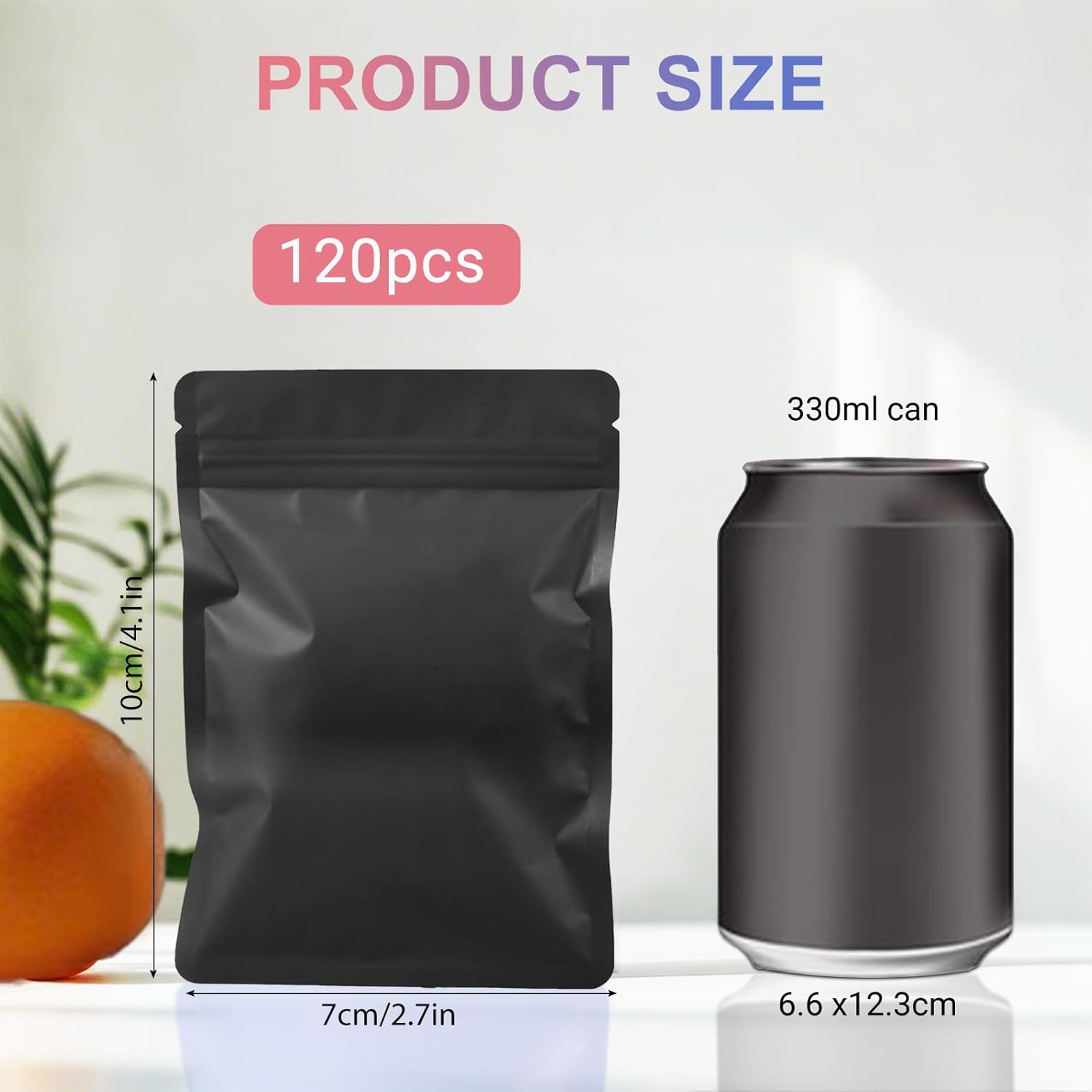 120 Pcs Mylar Bags 7x10 cm Smell Proof Bag Resealable Foil Ziplock Bags Black Grip Seal Packaging Baggies Self Sealing Sweet Pouches for Food Storage Coffee Cookies Candy Seed Jewelry Sample - Image 3
