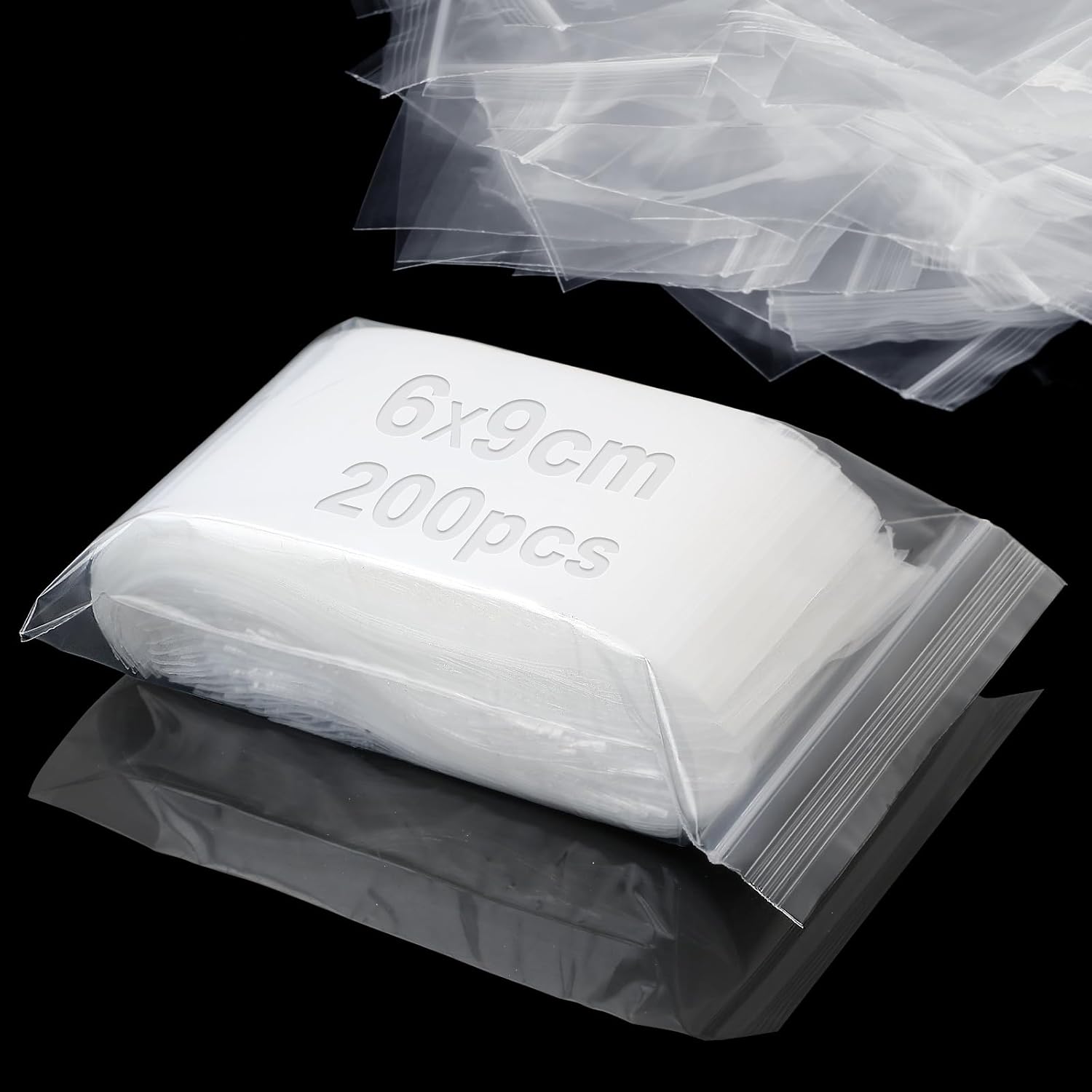 Small Plastic Bags Sealable 90x60 mm, 200 Pieces Ziplock Bag Reusable Grip Seal Clear Baggies Polythene Pouches for Jewellery Earrings Cookies Sweets Screws