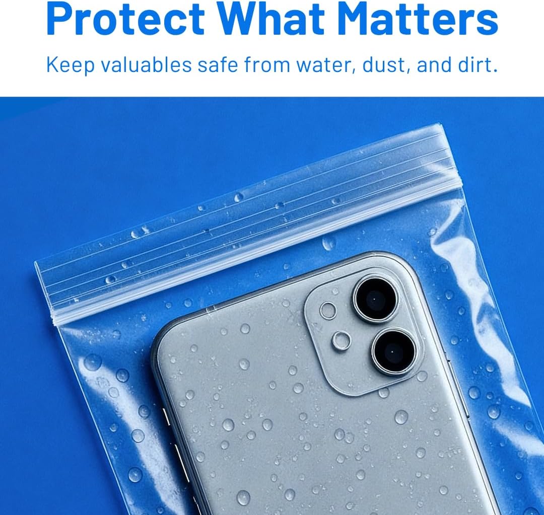 Grip Seal Bags 3.5 x 4.5", 200 Pack, Small Clear Plastic Resealable, Storage Organisation Food Grade - Image 3