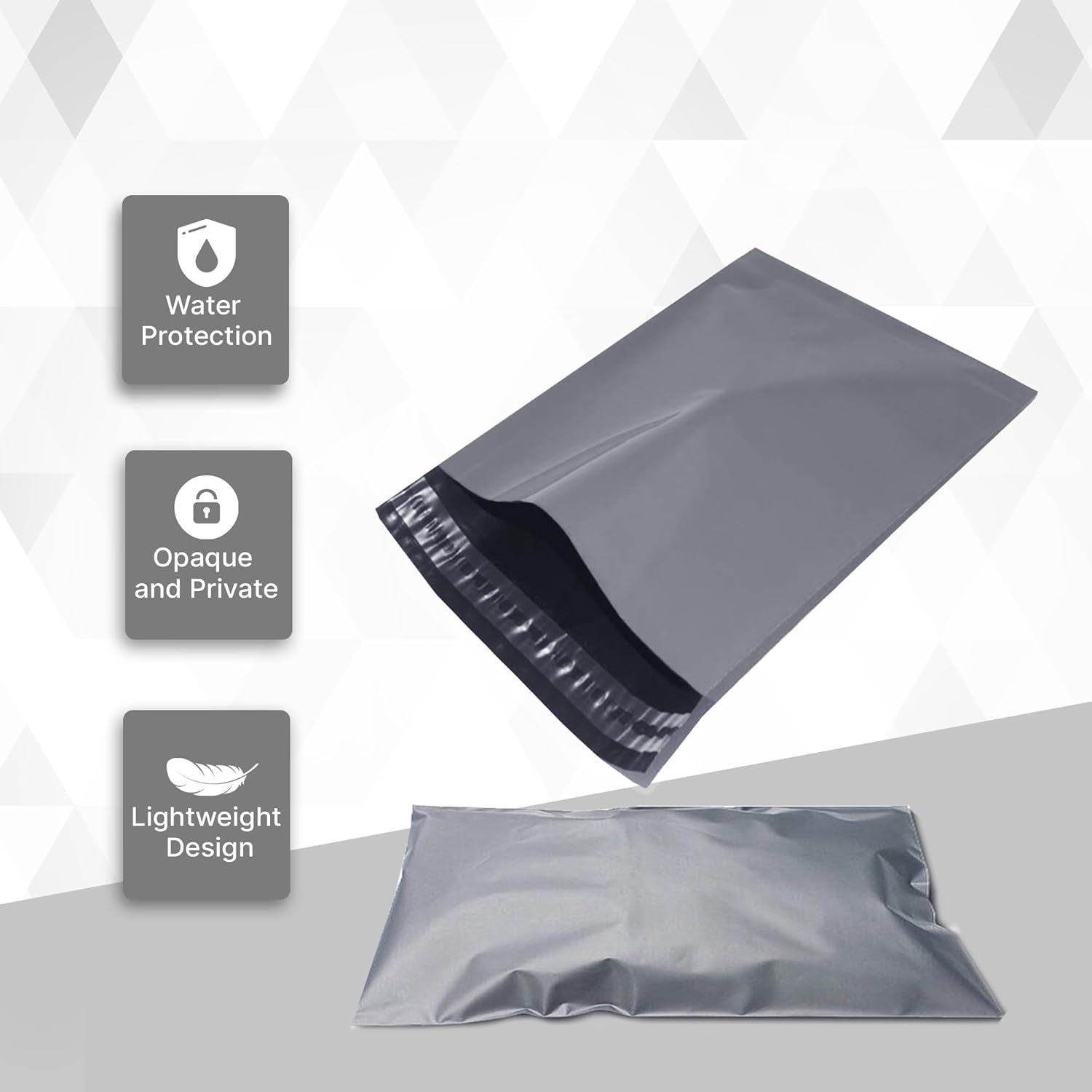 delka Mailing Bags, Durable Grey Poly Mailer Bags, Tear-Resistant Shipping Envelopes for Clothing, Documents, Strong Self-Seal Adhesive, Waterproof & Lightweight (6x9, 50PK) - Image 3