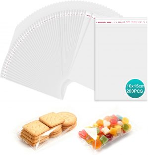 200Pcs Clear Self-adhesive Cellopha...
