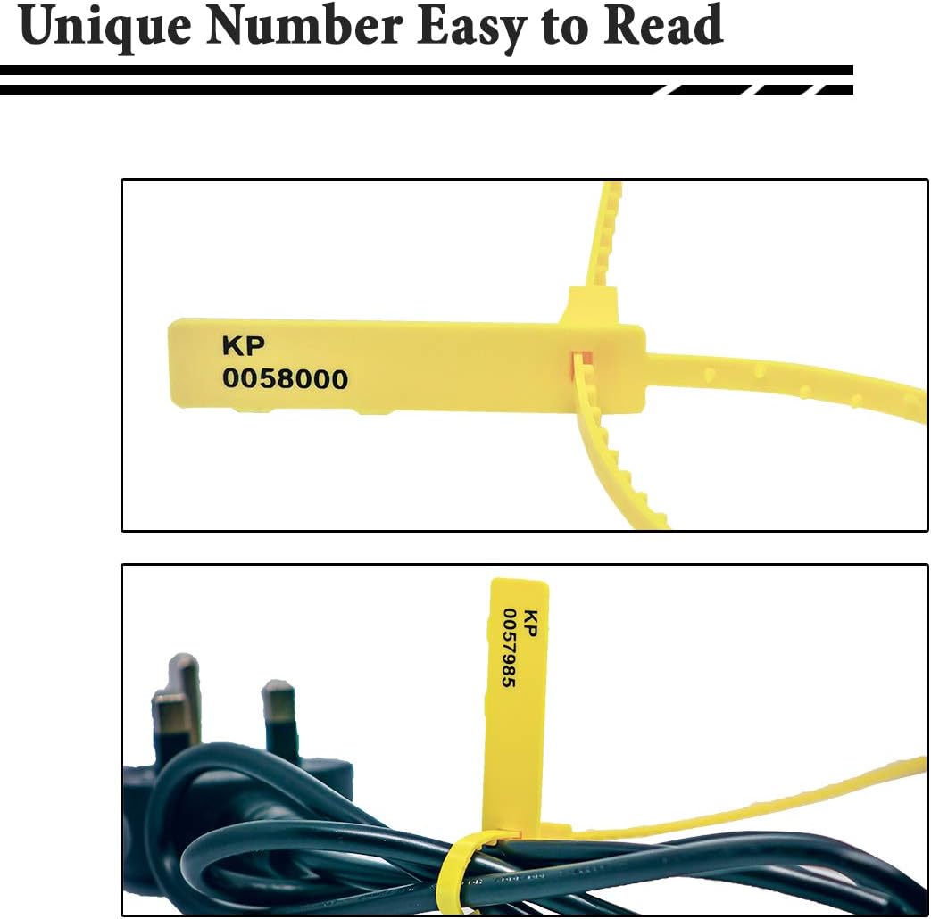 Made in UK Numbered Pull-Through Security Seal - Cost-Effective Tamper-Evident Solution for Sealing Cash Bags, Mail Sacks, Waste Sacks, Trailers, and roll-Cages (100, Yellow) - Image 4
