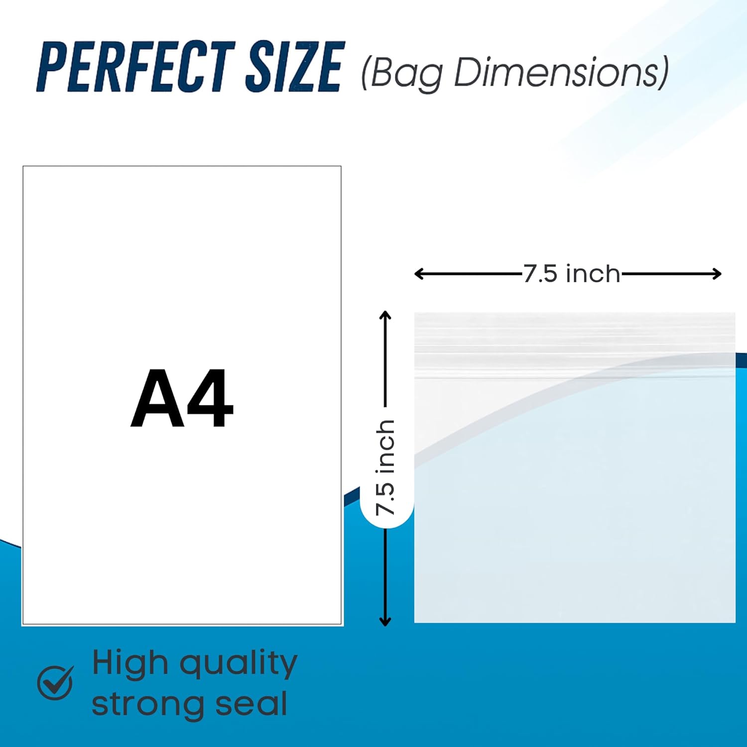 100 Grip Seal Freezer Bags *CHOOSE YOUR SIZE*| Strong Resealable and Reusable Clear Plastic Zip Lock Bags |Used for Food Storage Jewellery Medicine (7.5 x 7.5 Inch) - Image 3