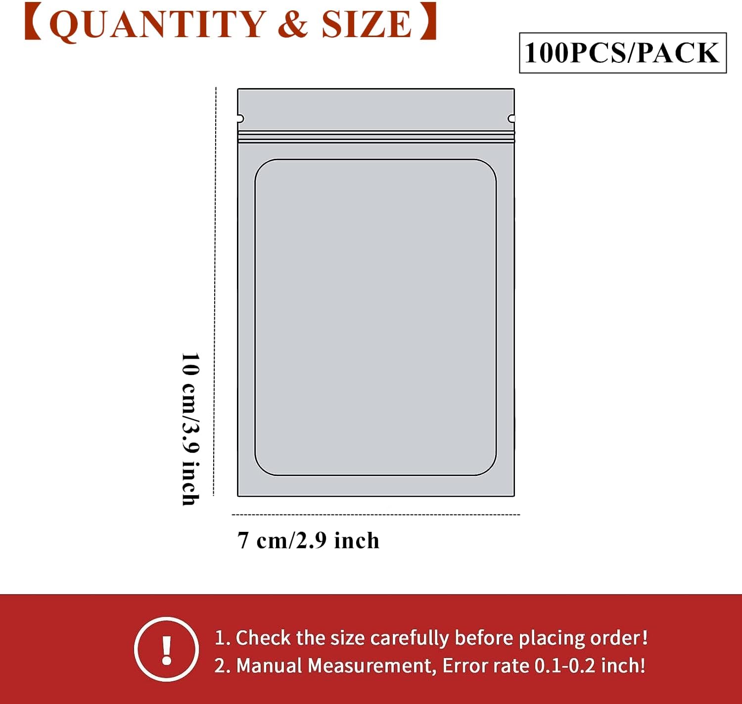 Smell Proof Grip 100P Black Foil Pouch Zip Lock Bags, 7 * 10cm/2.8 * 3.9" Resealable Odor Proof Bags for Kitchen Food Storage, Seed, Jewelry - Image 2