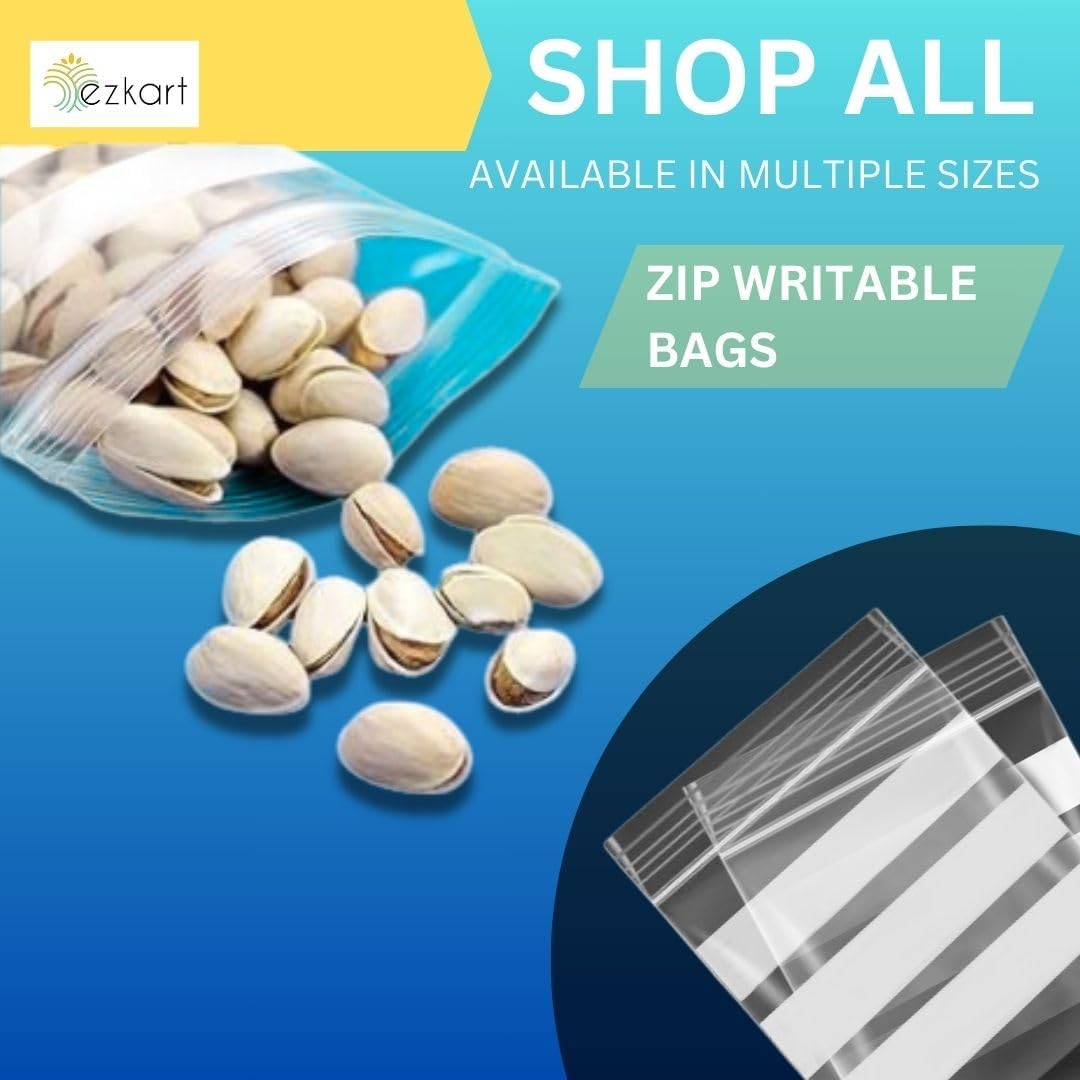 ezkart| 100x Strong Resealable Zip Lock Bags | Reusable Clear Plastic Bags | Ideal for Food Storage Jewellery Medicine (100, 4 x 5.5 Inch-Write On Panel) - Image 5