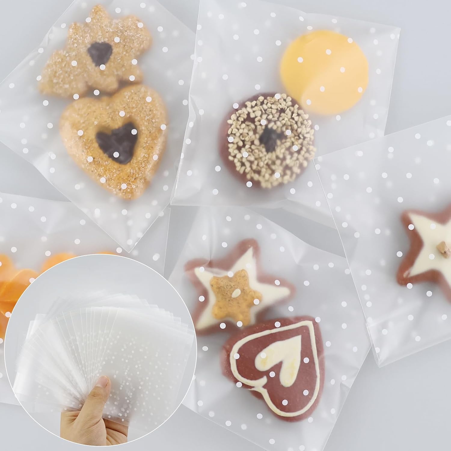 100 PCS Cellophane Bags for Sweet - 10 x 15 cm Self Adhesive Small Plastic Packaging Bags for Wax Melt Soap Jewellery, Clear Frosted Plastic Package for Food Cookie Chocolates Biscuit Candy (10x15cm) - Image 3