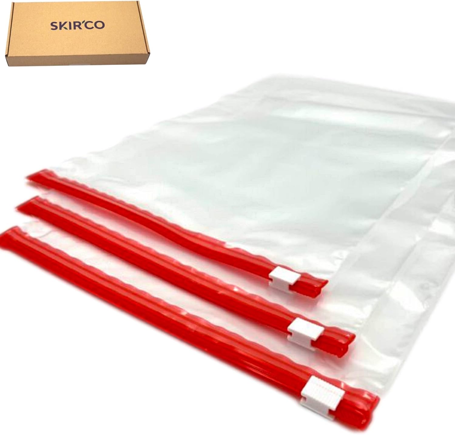 SKIR'CO (5 pcs) Reusable Zip Lock Bags 20 x 18 cm, Resealable, Clear Plastic, Slider Ziplock Food Bags, Freezer Safe - Image 2