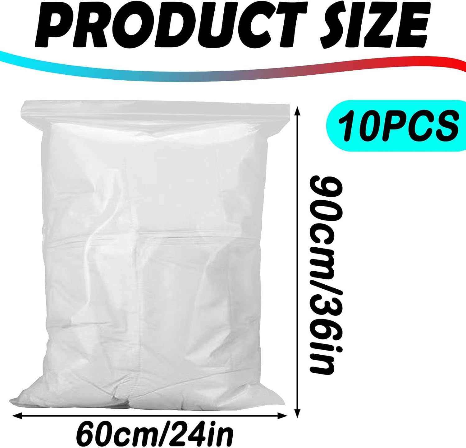 Pack of 10 Space-Saving Plastic Zip Bags, 60 x 90 cm Large Travel Clothes Storage Bags Clear Seal Bags Waterproof Luggage Organiser, Suitable for Storing Large Coats - Image 2