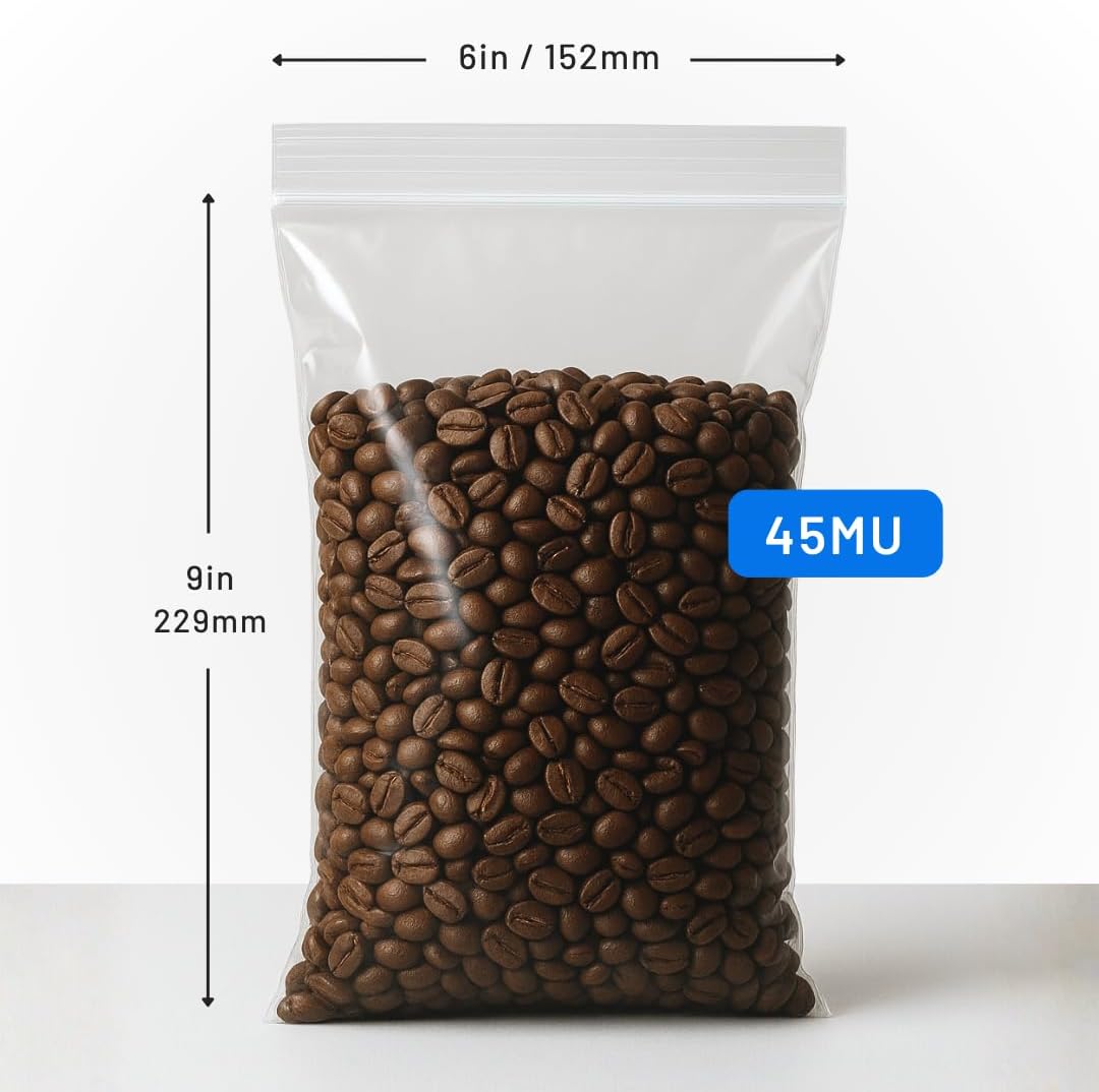 Grip Seal Bags 6 x 9", 100 Pack, Medium Clear Plastic Resealable, Storage Organisation Food Grade - Image 4