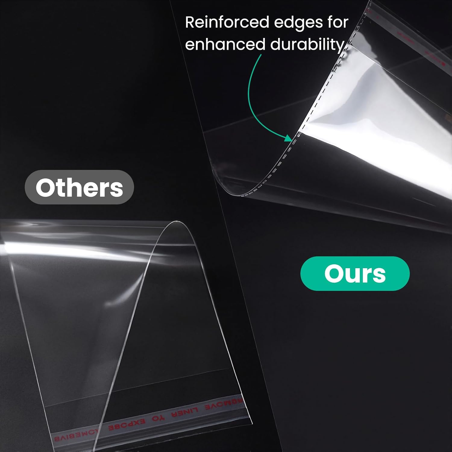 100Pcs Cellophane Bags (8.5x17cm) – Small Self-Seal Clear Cookie Bags for Sweets, Chocolates, Jewellery, Gifts | Floral-Cut Design | Multipurpose Treat Packaging - Image 3