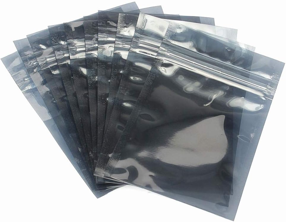 TopHomer 100Pcs Semi-Transparent Resealable Anti Static Bags, Mixed Sizes ESD Anti-Static Shielding Zip Lock Grip Seal Bags for Storing for Electronic and Computer Components