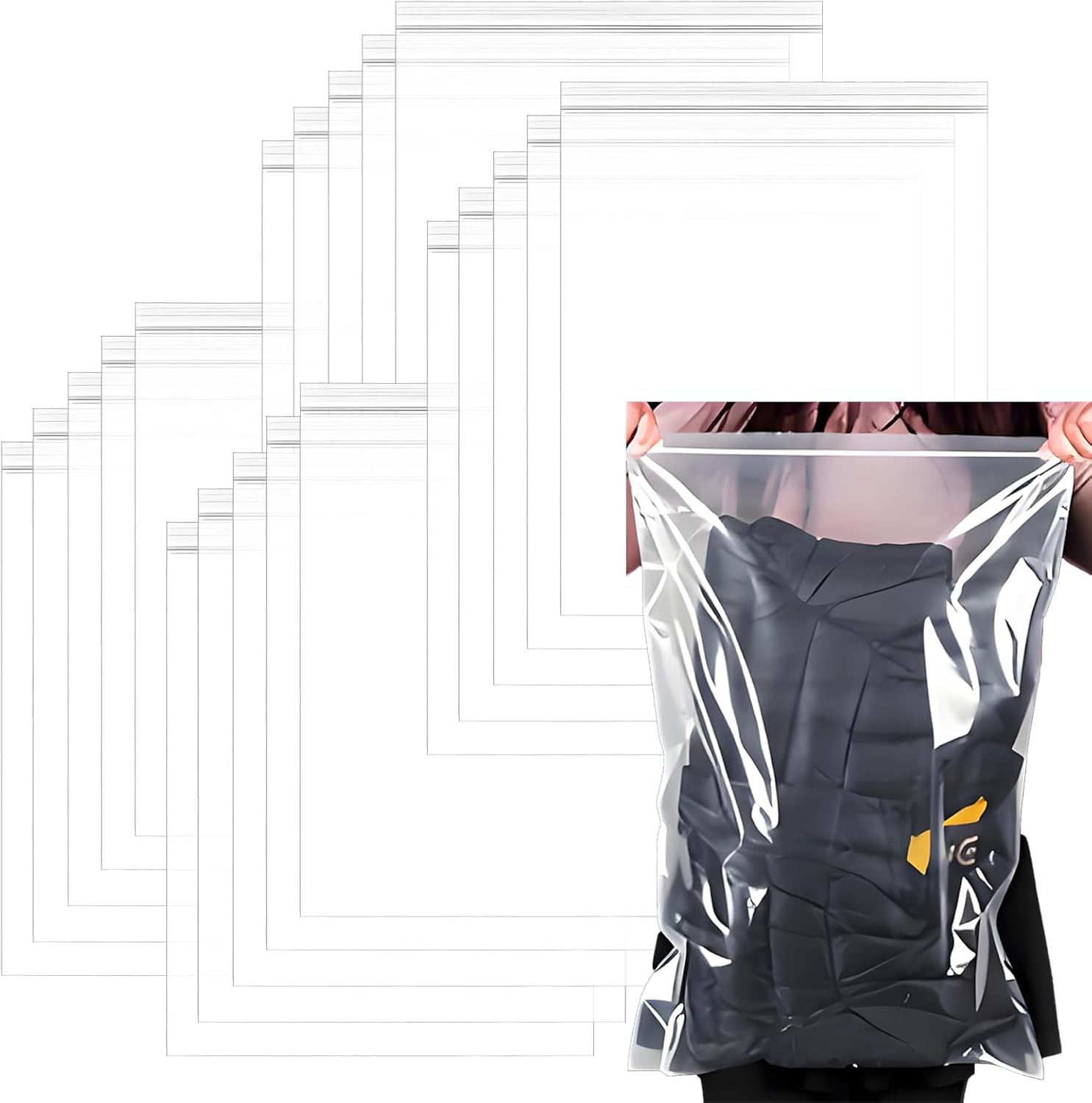 20 PCS Large Ziplock Bags for Clothes, 40x50cm Hospital Bag Organiser Pouches Reusable Zip Lock Bags Large Travel Storage Ziploc Bags for Clothes Storage Duvet Blankets Pillows