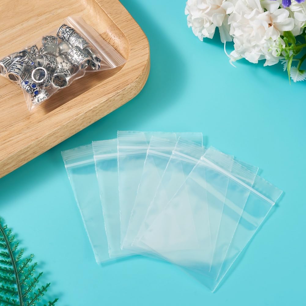 300Pcs/Set Rectangle Transparent Plastic Zip Lock Bags Organizer Storage Clear Top Seal Pouch Self Seal Resealable Packaging Bag 6x4cm - Image 4