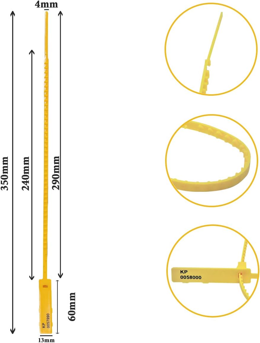 Made in UK Numbered Pull-Through Security Seal - Cost-Effective Tamper-Evident Solution for Sealing Cash Bags, Mail Sacks, Waste Sacks, Trailers, and roll-Cages (100, Yellow) - Image 3