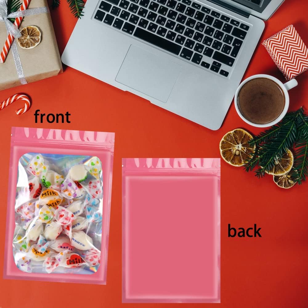 6x10cm 100 Grip Foil Ziplock Bags, Pink Small Clear Plastic Bags, Resealable Storage Pouches, Poly Zip Lock Bags, Perfect for Kitchen Storage, Jewellery, Diamond Painting, Small Cookies and Sweets - Image 2