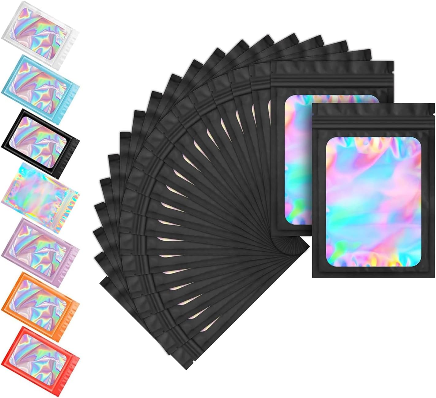 Smell Proof Grip 100P Black Foil Pouch Zip Lock Bags, 7 * 10cm/2.8 * 3.9" Resealable Odor Proof Bags for Kitchen Food Storage, Seed, Jewelry