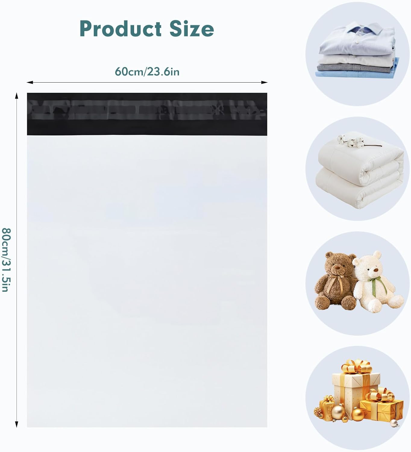 5Pcs Large Postage Bags, 60cm×80cm Self Seal Large Mailing Bags, Extra Strong Polythene Grey Mail Envelopes for Express Packaging - Image 2