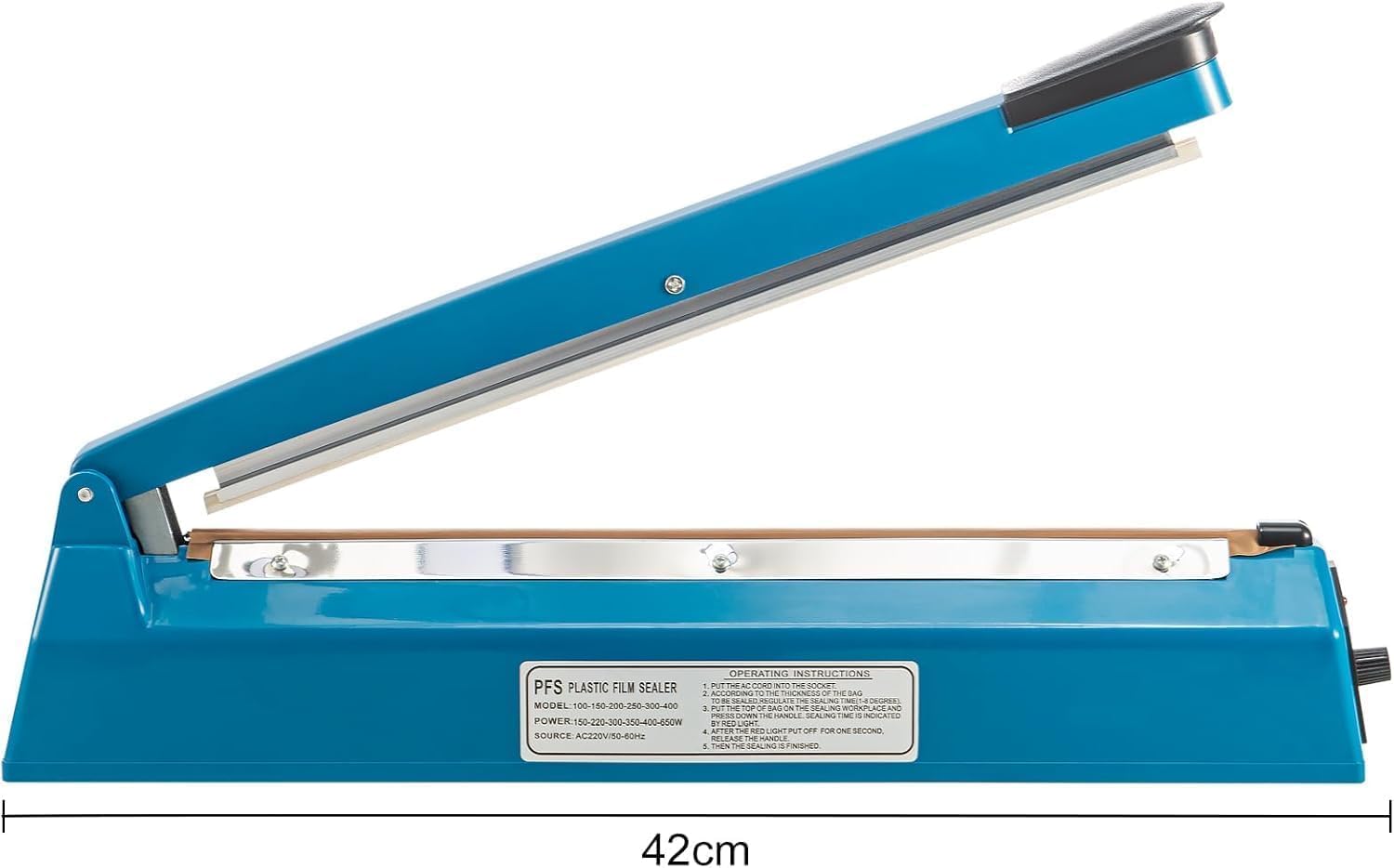 CROWNSHOP 300MM 12" Impulse Heat Sealer Portable Manual Food Film Sealing Machine Pressure Sealing Machine for Plastic Bag - Image 2