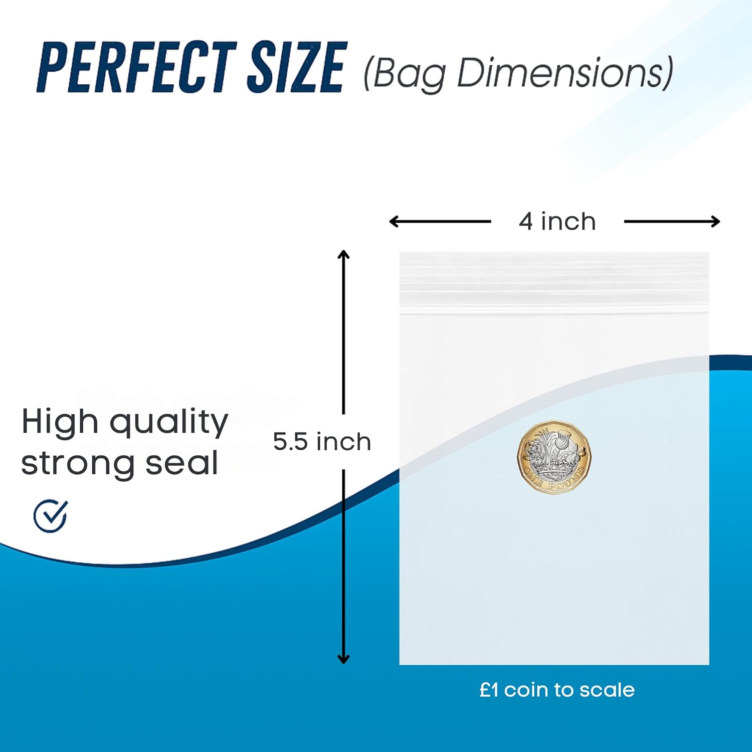 100 Grip Seal Freezer Bags *CHOOSE YOUR SIZE*| Strong Resealable and Reusable Clear Plastic Zip Lock Bags |Used for Food Storage Jewellery Medicine (4 x 5.5 Inch) - Image 3