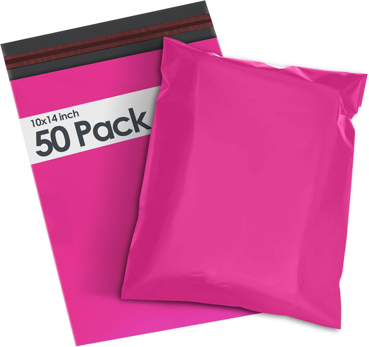 50 Mailing Bag Hot Pink Mailing Poly Postal Self Seal Bags, iSOUL Small 10 x 14 Inch Postage Packaging Assorted Mailers Posting Shipping Post Parcels Package Bags