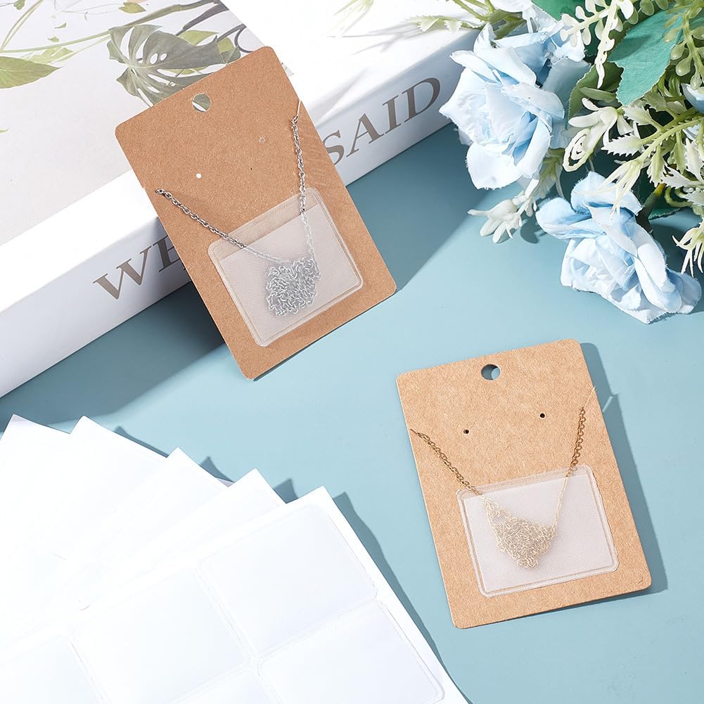 Beebeecraft 50Pcs Necklace Chain Adhesive Pouches Plastic Necklace Chain Clear Pocket Jewelry Bags for Display Cards - Image 4