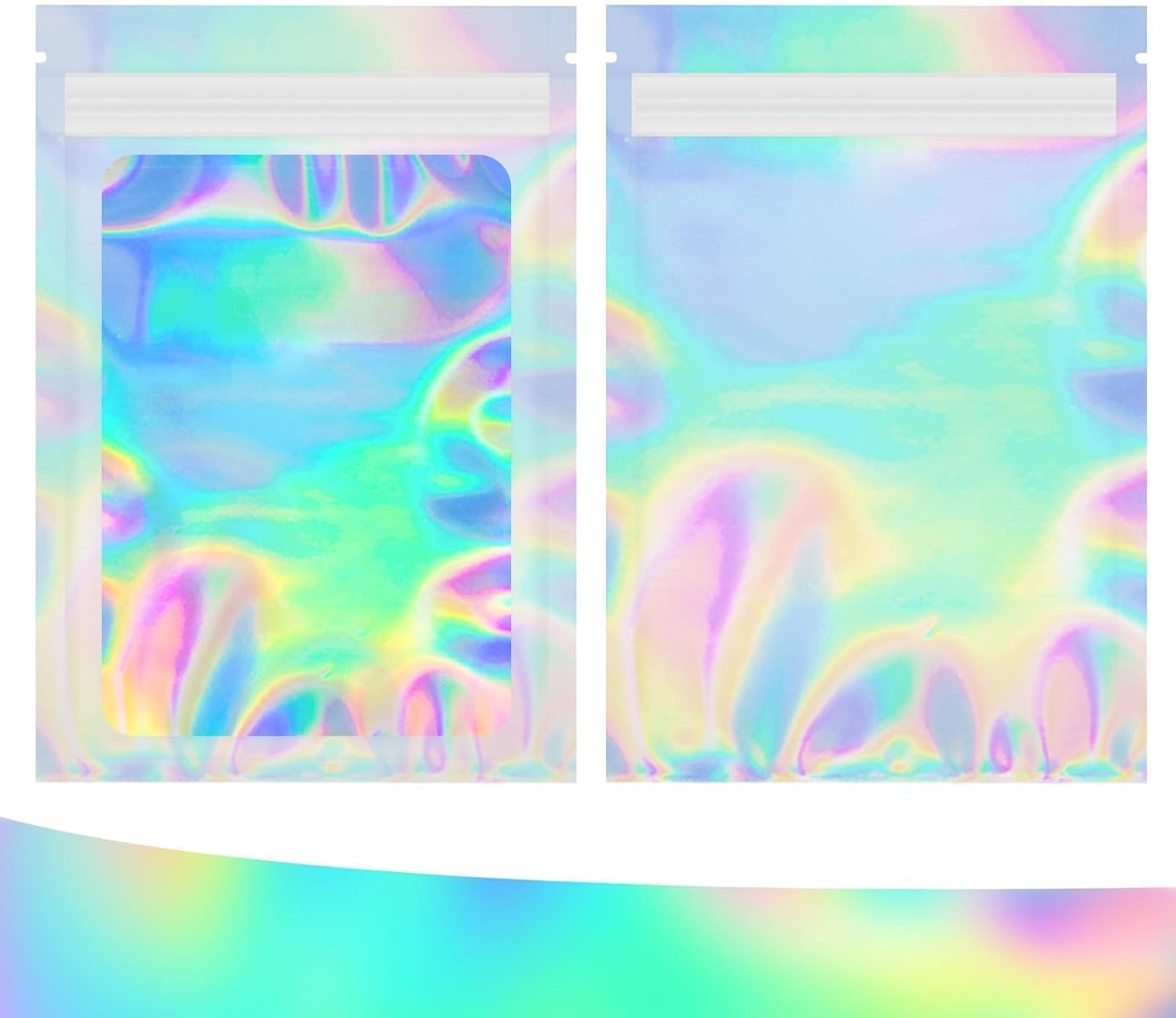 60 Pieces Mylar Holographic Foil Ziplock Pouches - 6x10cm Resealable Small Sweet Glossy Poly Zip Lock Food Storage for Candy, Jewelry, Packaging, Sample - Image 6