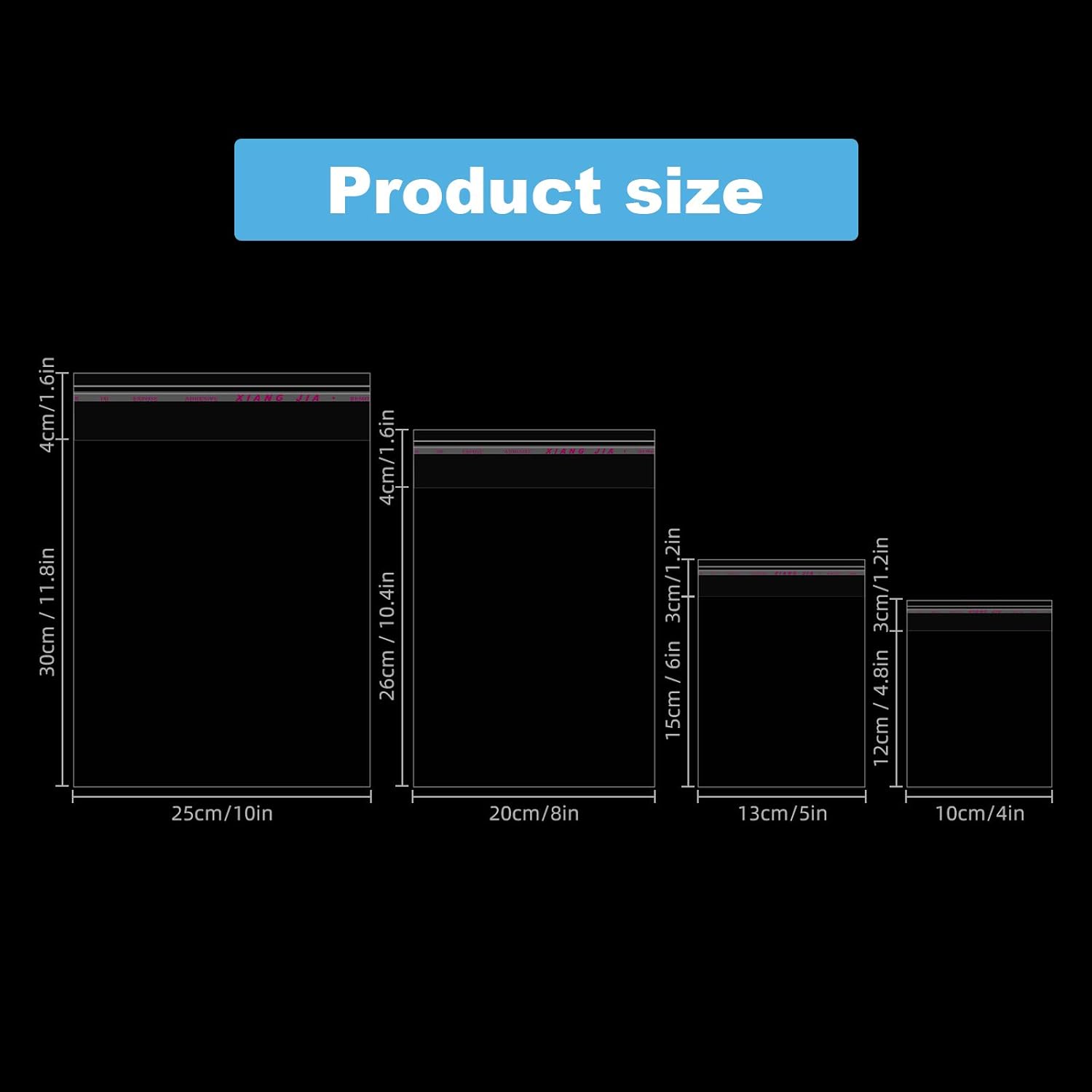 4 Size 240 Pieces Clear Plastic Cello Bag Resealable Self Sealing Cellophane Bag for Candy Cookies Decorative Wrapper (4 x 6 Inch, 5 x 7 Inch, 8 x 12 Inch, 10 x 13 Inch) - Image 3