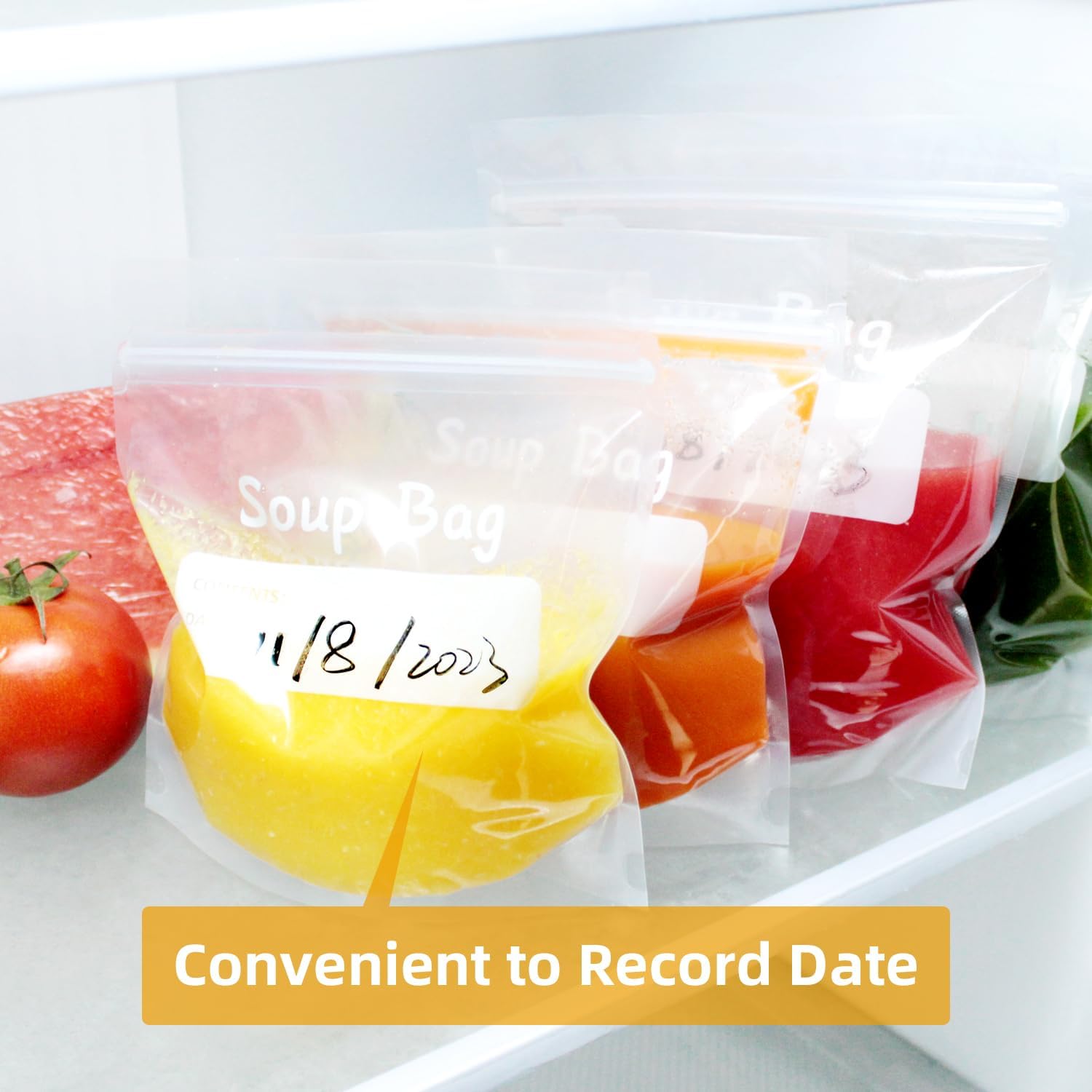 Soup Freezer Bags Reusable Liquid Storage Bag Ziplock Sauce Container Clear Sealed Bag, 1 Litre - Pack of 28 - Image 4