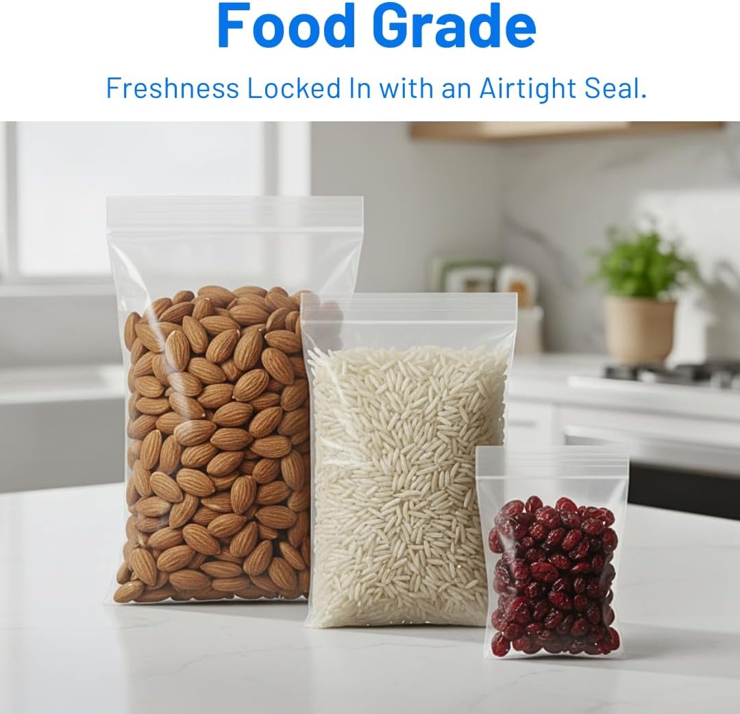 Grip Seal Bags 3.5 x 4.5", 200 Pack, Small Clear Plastic Resealable, Storage Organisation Food Grade - Image 5