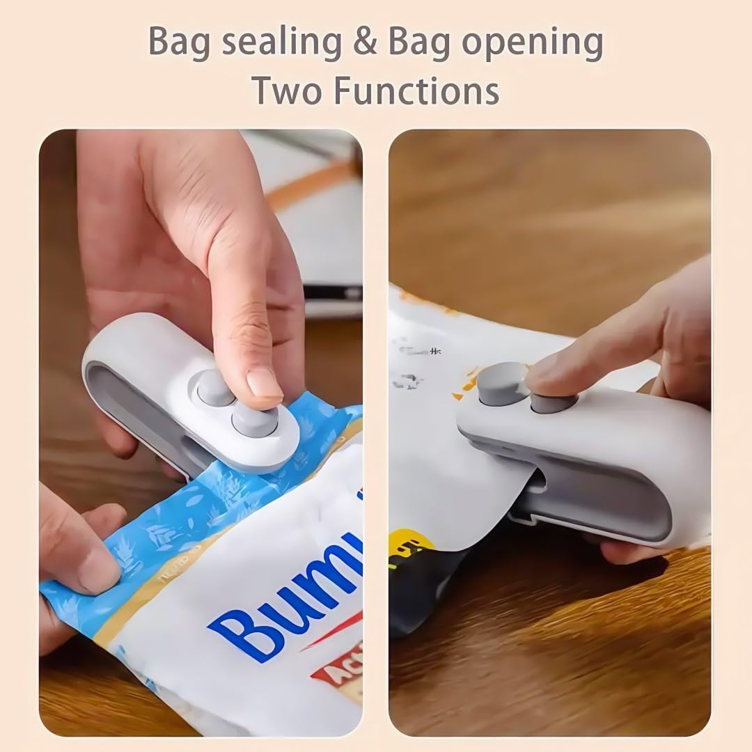 Mini Bag Sealer, Heat Sealer with Cutter, Portable Bag Sealing Machine with Magnetic, Rechargeable Bag Sealer Heat Seal for Keep Food Fresh and Snacks Crispy(Instead of Snack Clips) - Image 5