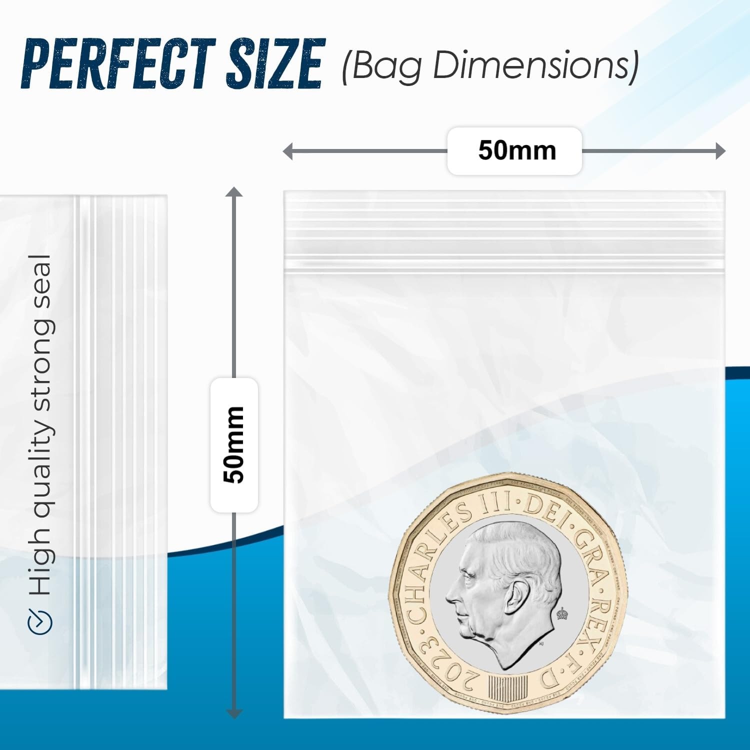100 Grip Seal Freezer Bags *CHOOSE YOUR SIZE*| Strong Resealable and Reusable Clear Plastic Zip Lock Bags |Used for Food Storage Jewellery Medicine (2 x 2 Inch) - Image 3