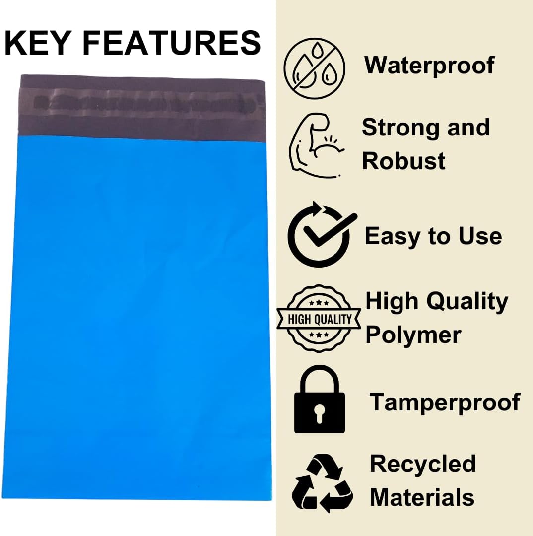 100 Mailing Bags – Strong and Waterproof Postal Bags | Self-Seal Poly Mailers & Postage Bags for Secure Packaging, Shipping & Delivery (9 x 12 (230 x 300mm), Blue, Pack of 100) - Image 3
