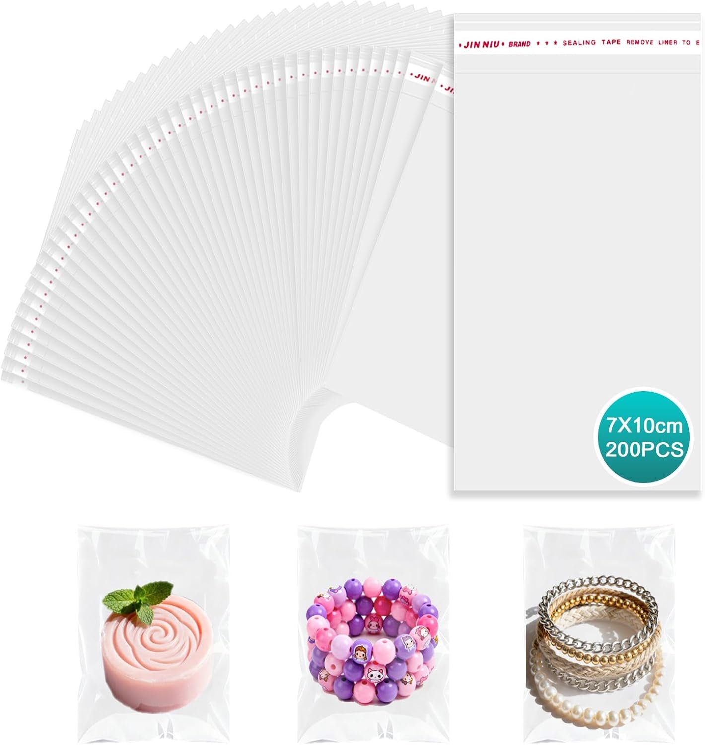 200Pcs Clear Self-adhesive Cellophane Bags, 7 x 10 cm Small Clear Seal Seal bags for Wrapping Cookies, Sweets, Biscuit, Jewellery, Gifts, Envelopes, Party Favors(2.76 x 3.94 inch)