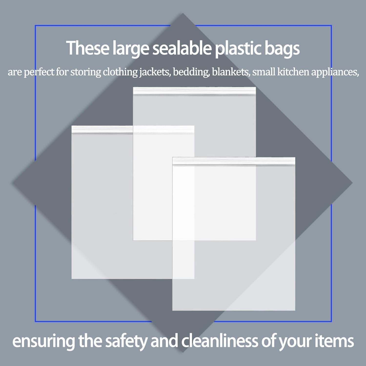 20 PCS Large Ziplock Bags for Clothes, 40x50cm Hospital Bag Organiser Pouches Reusable Zip Lock Bags Large Travel Storage Ziploc Bags for Clothes Storage Duvet Blankets Pillows - Image 7