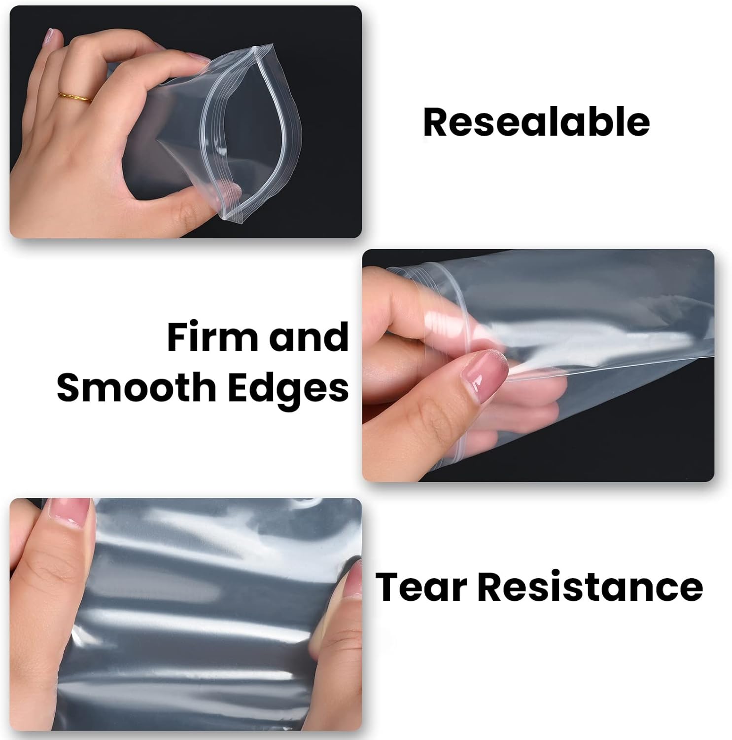 50 Grip Seal Bags, 15x20cm Clear Plastic Resealable Zip Poly Bags, Resealable Storage Pouches for Home, Kitchen - Image 4